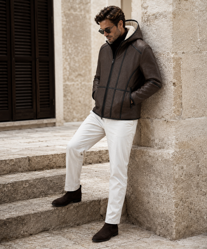 Chet Shearling Jacket - Premium Brown