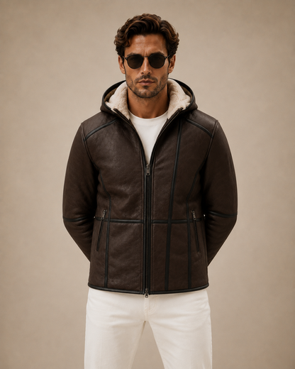 Chet Shearling Jacket - Premium Brown