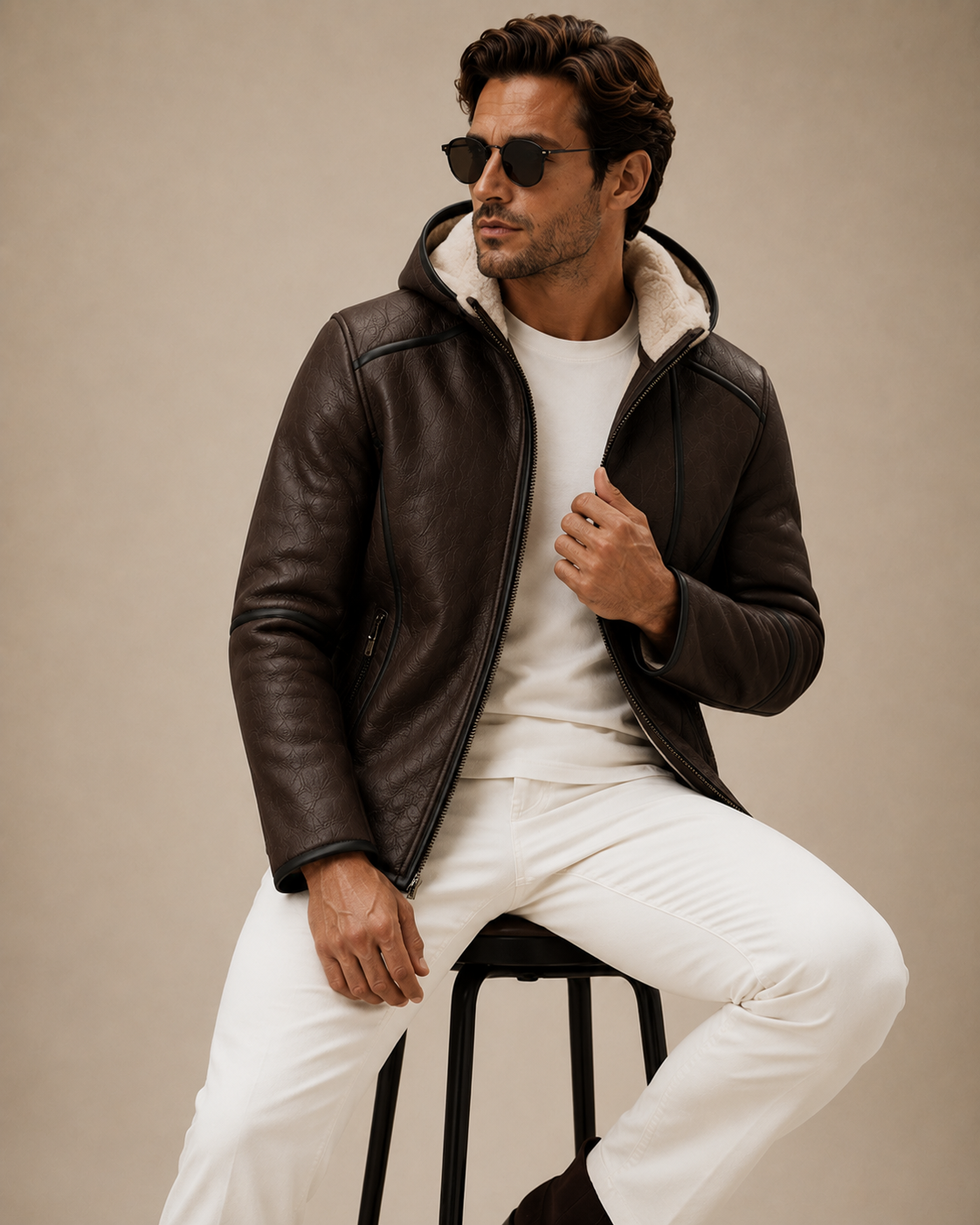 Chet Shearling Jacket - Premium Brown