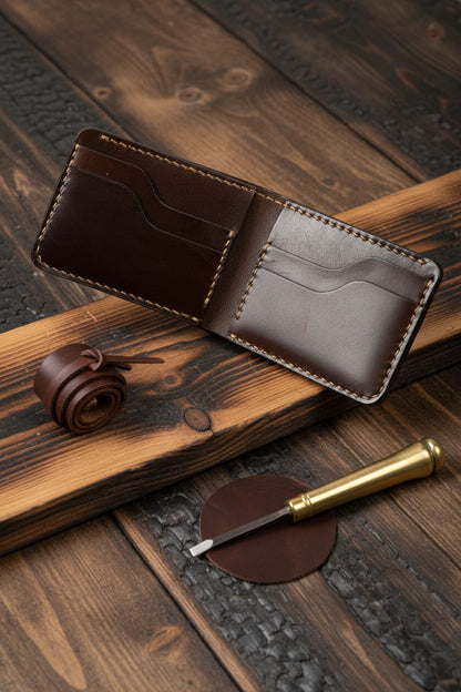Classic Bifold Leather Wallet -Chocolate Brown