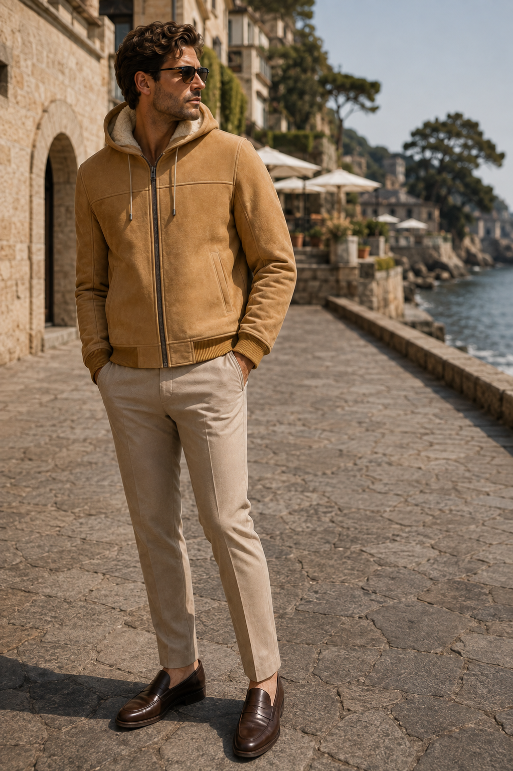 Cladwell Shearling Jacket - Camel Hoodie