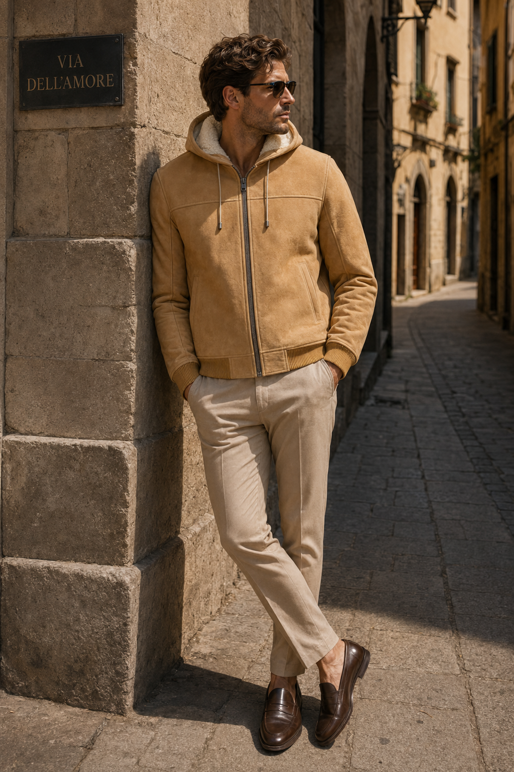 Cladwell Shearling Jacket - Camel Hoodie