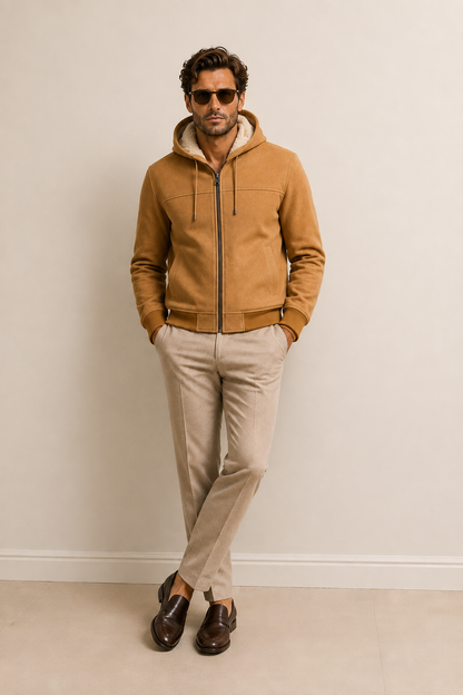 Cladwell Shearling Jacket - Camel Hoodie