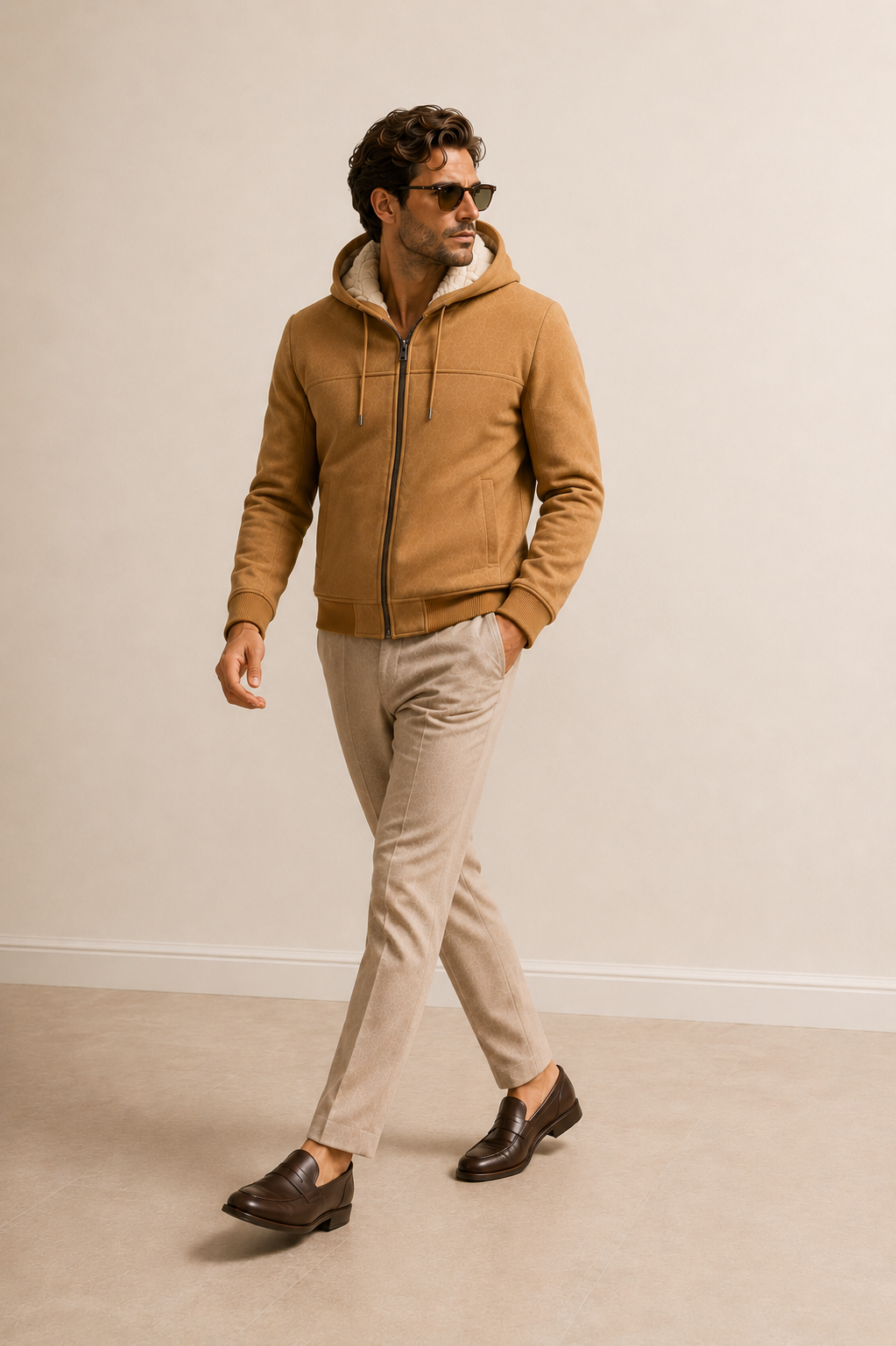 Cladwell Shearling Jacket - Camel Hoodie