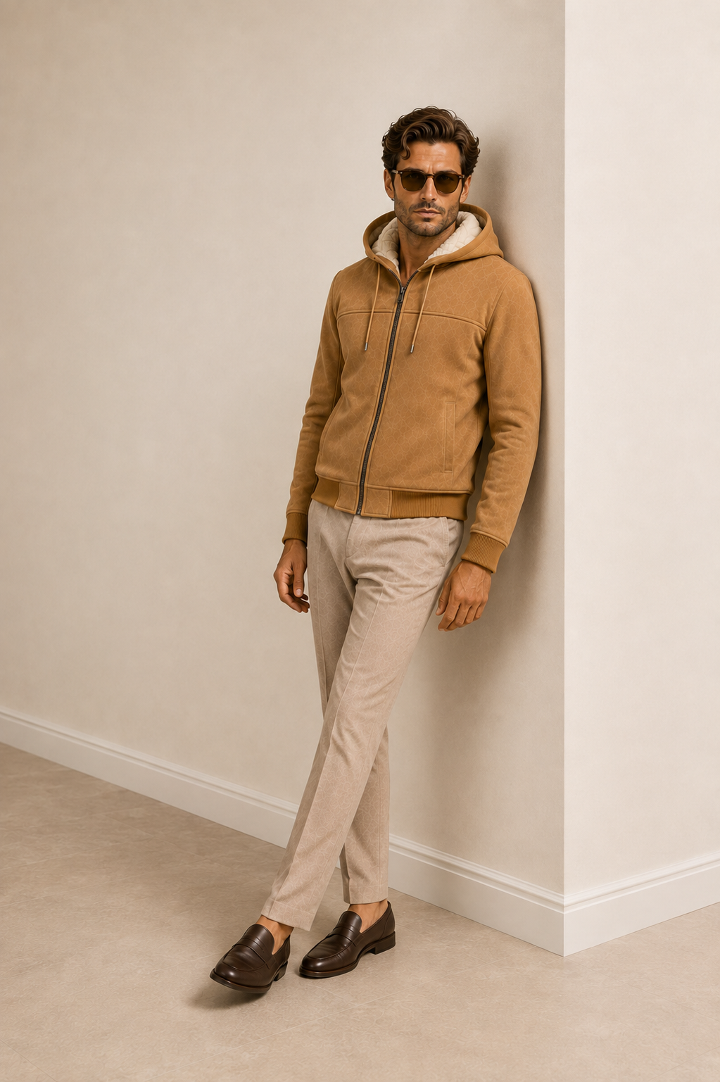 Cladwell Shearling Jacket - Camel Hoodie