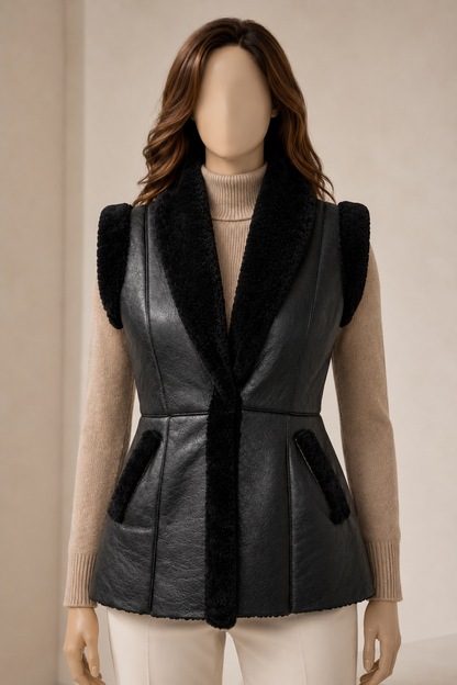 Claire Shearling Gilet - Black - Claire3