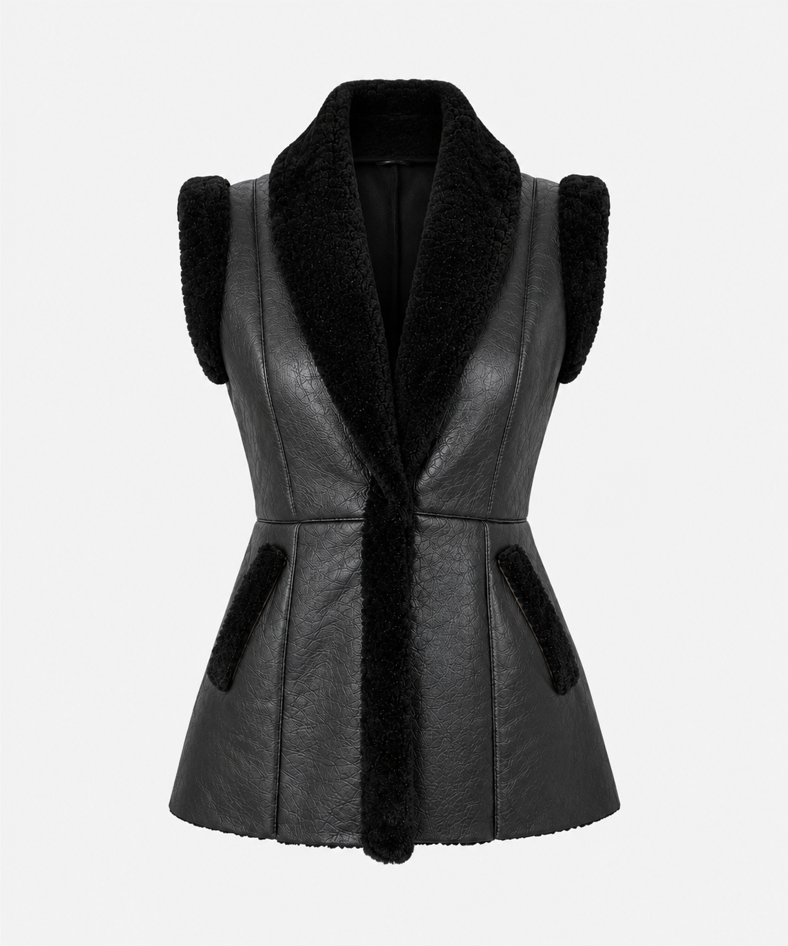 Claire Shearling Gilet - Black - Claire5