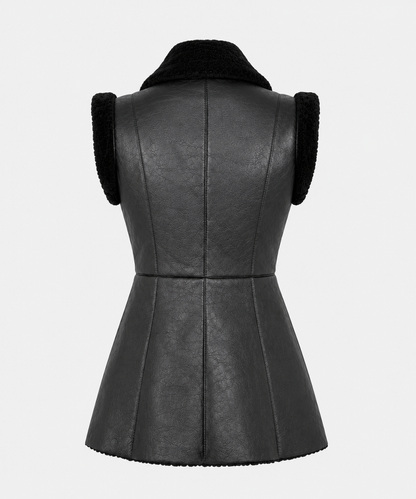 Claire Shearling Gilet - Black - Claire6