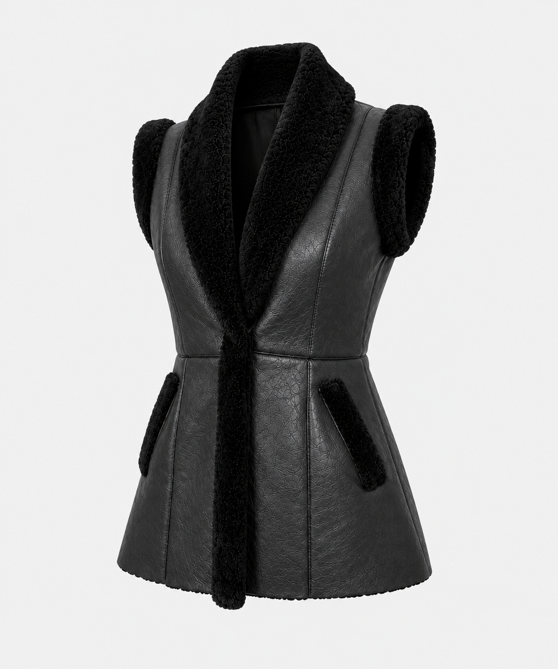 Claire Shearling Gilet - Black - Claire7