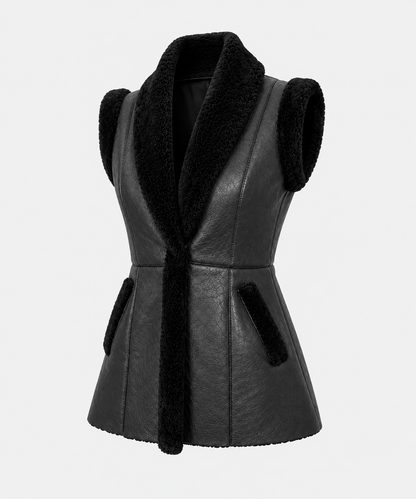 Claire Shearling Gilet - Black - Claire7