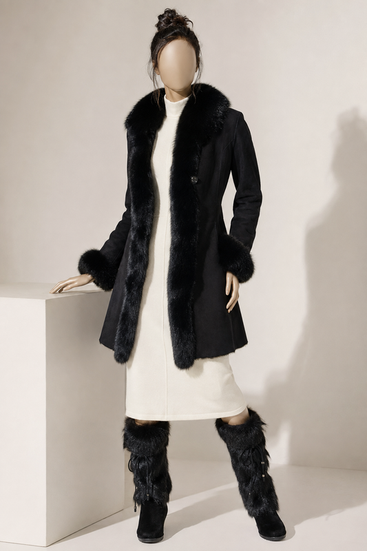 Clancy Shearling Coat - Jet Black - Clancy1