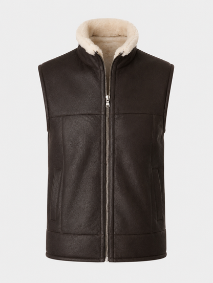 Colton Shearling Gilet - Black