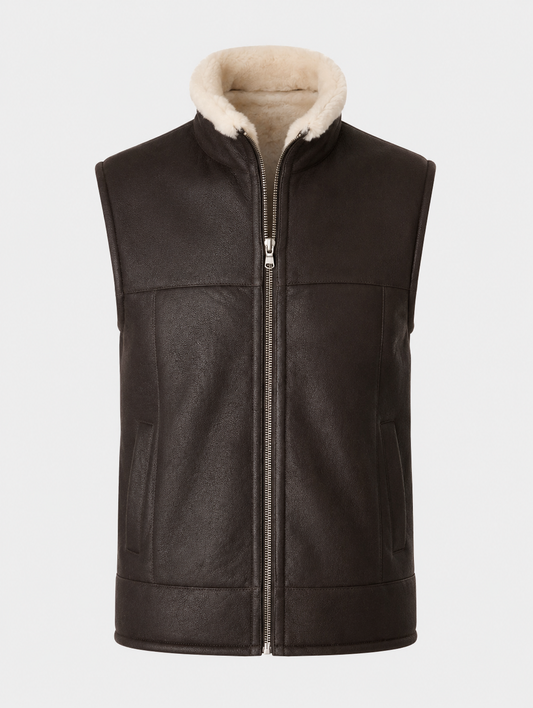 Colton Shearling Gilet - Black