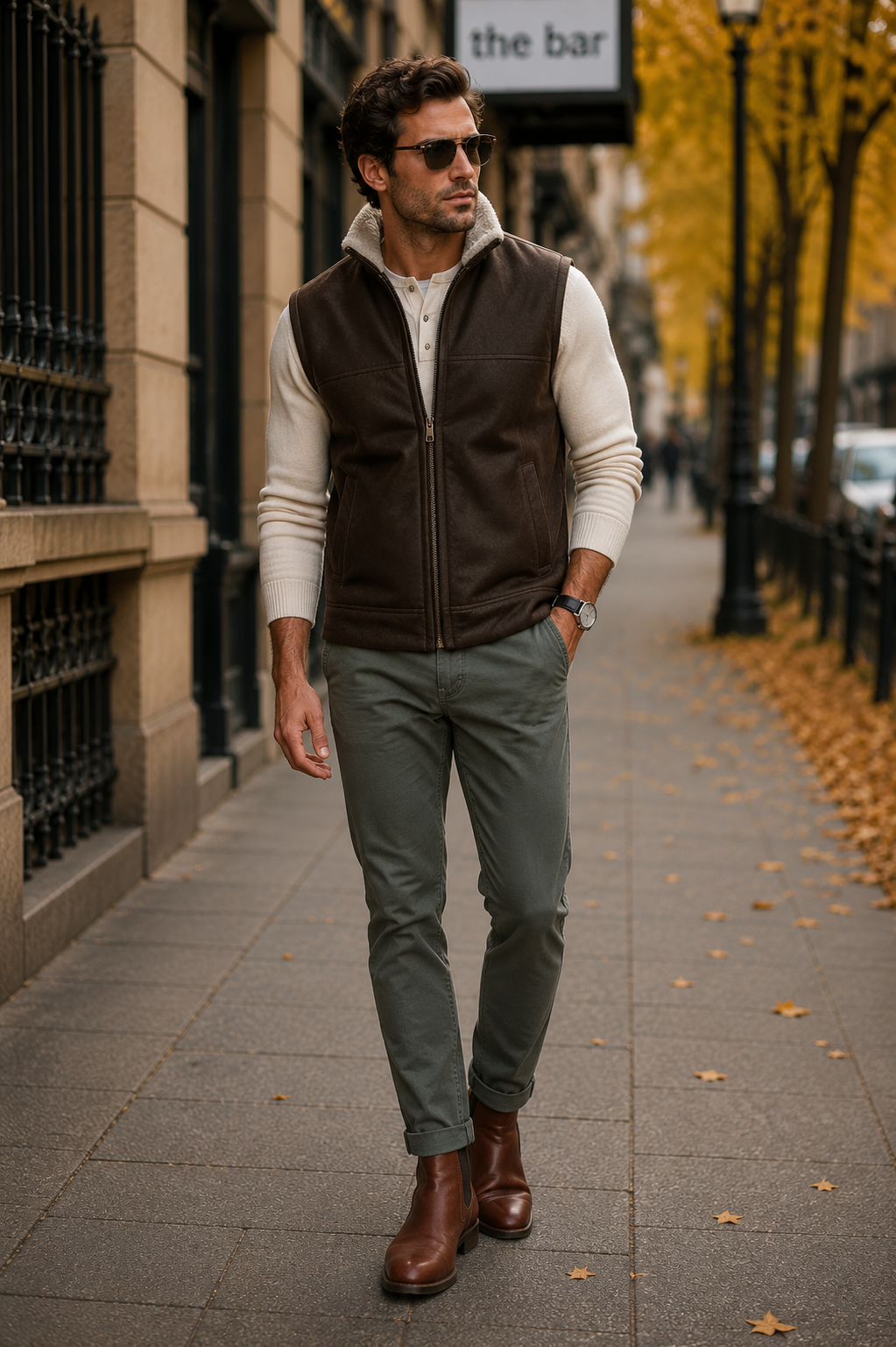 Colton Shearling Gilet - Black