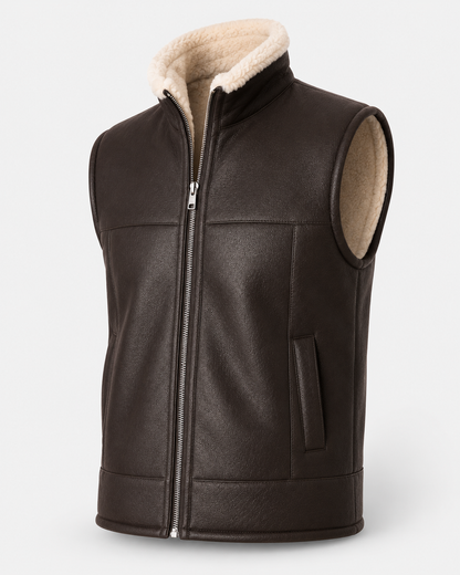 Colton Shearling Gilet - Black