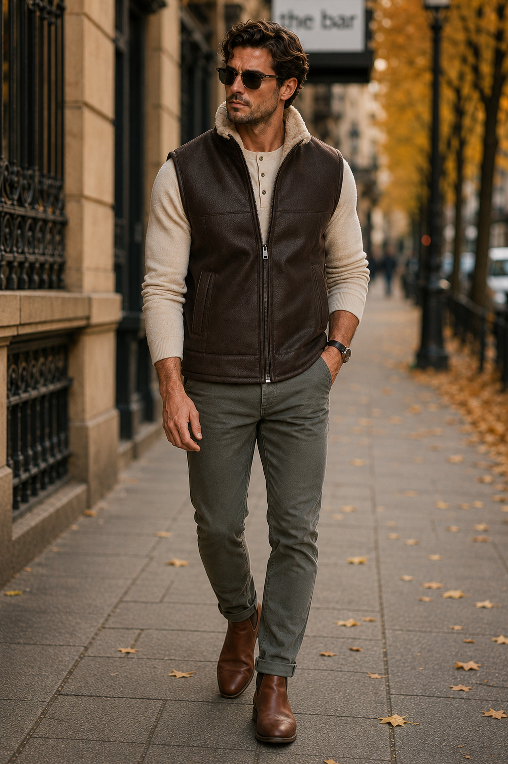 Colton Shearling Gilet - Black