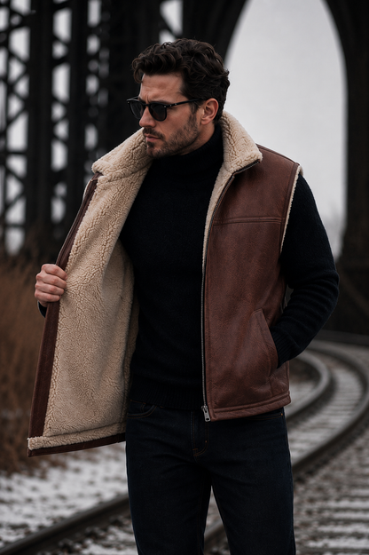 Cooper Shearling Gilet - Brown