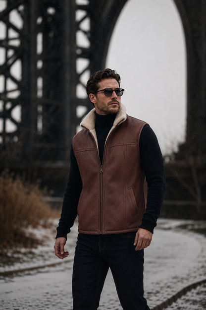 Cooper Shearling Gilet - Brown