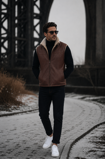 Cooper Shearling Gilet - Brown