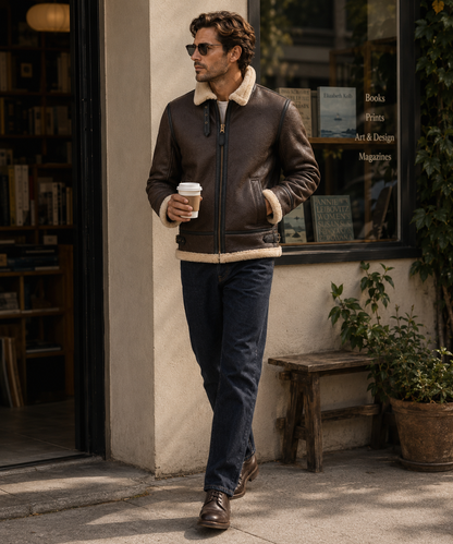 Creed Shearling Jacket - Premium Brown