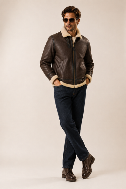 Creed Shearling Jacket - Premium Brown