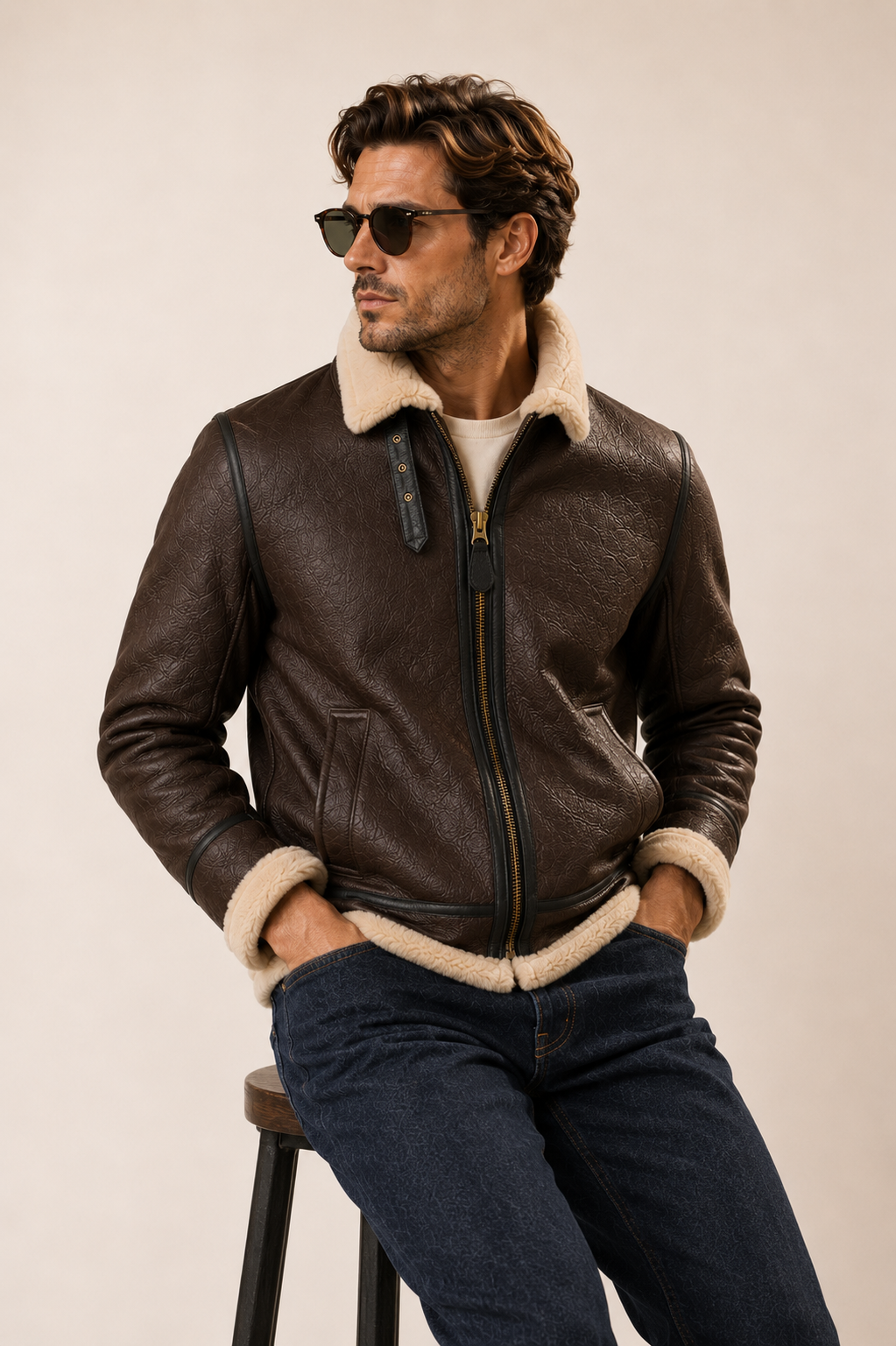 Creed Shearling Jacket - Premium Brown