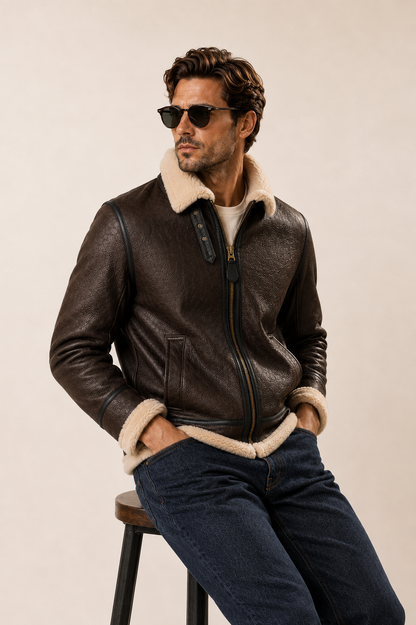 Creed Shearling Jacket - Premium Brown