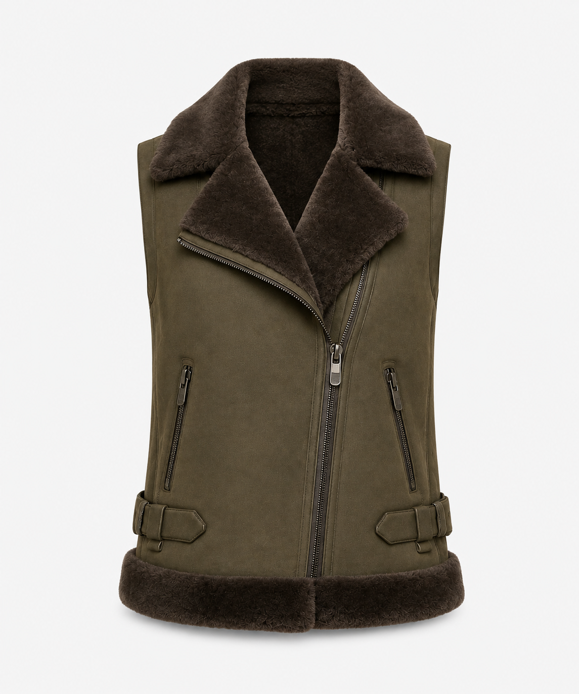 Daisy Shearling Gilet - Olive Green - Daisy4