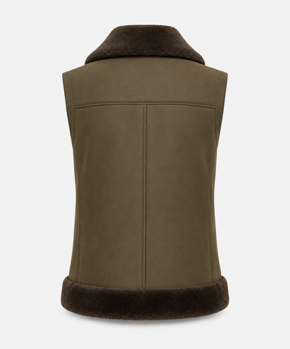 Daisy Shearling Gilet - Olive Green - Daisy5