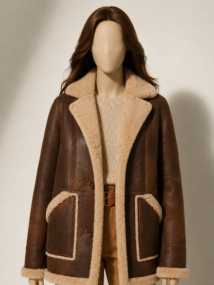 Dakota Shearling Coat - Chocolate Brown
