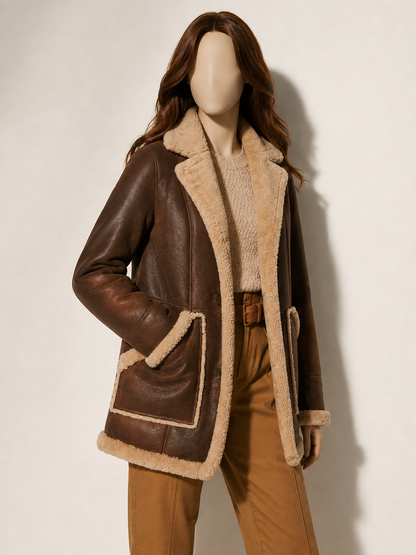 Dakota Shearling Coat - Chocolate Brown