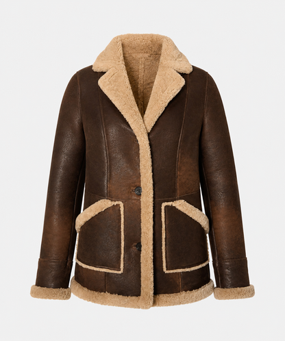 Dakota Shearling Coat - Chocolate Brown