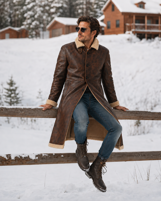 Dane Shearling Coat - Dirty Brown