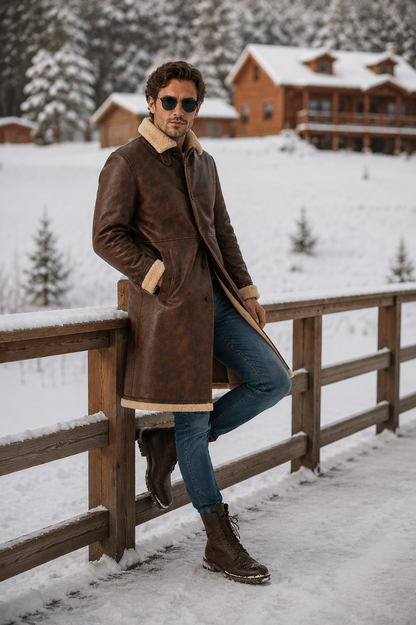 Dane Shearling Coat - Dirty Brown