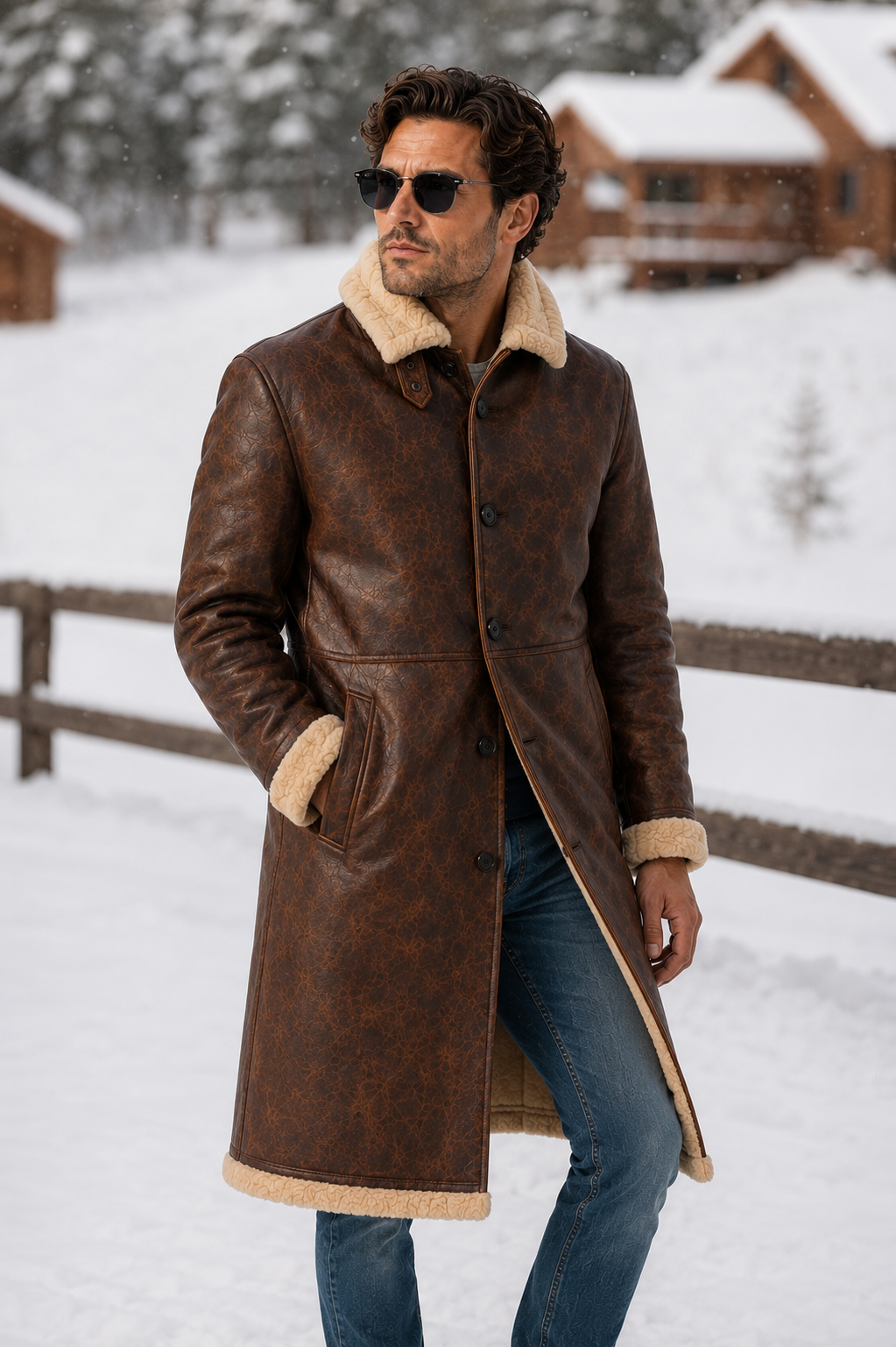 Dane Shearling Coat - Dirty Brown