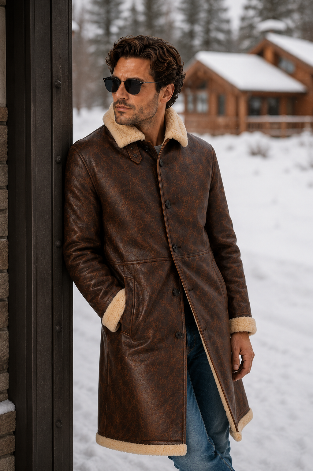 Dane Shearling Coat - Dirty Brown