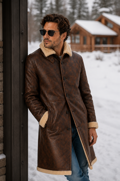 Dane Shearling Coat - Dirty Brown