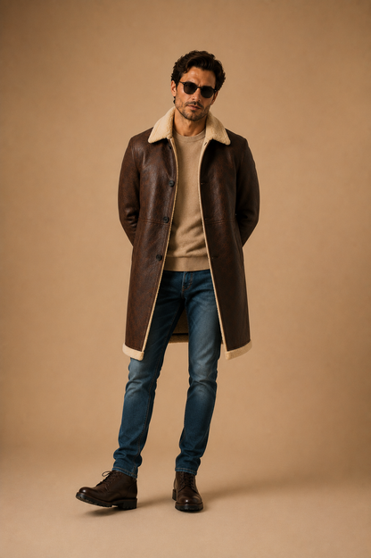 Dane Shearling Coat - Dirty Brown