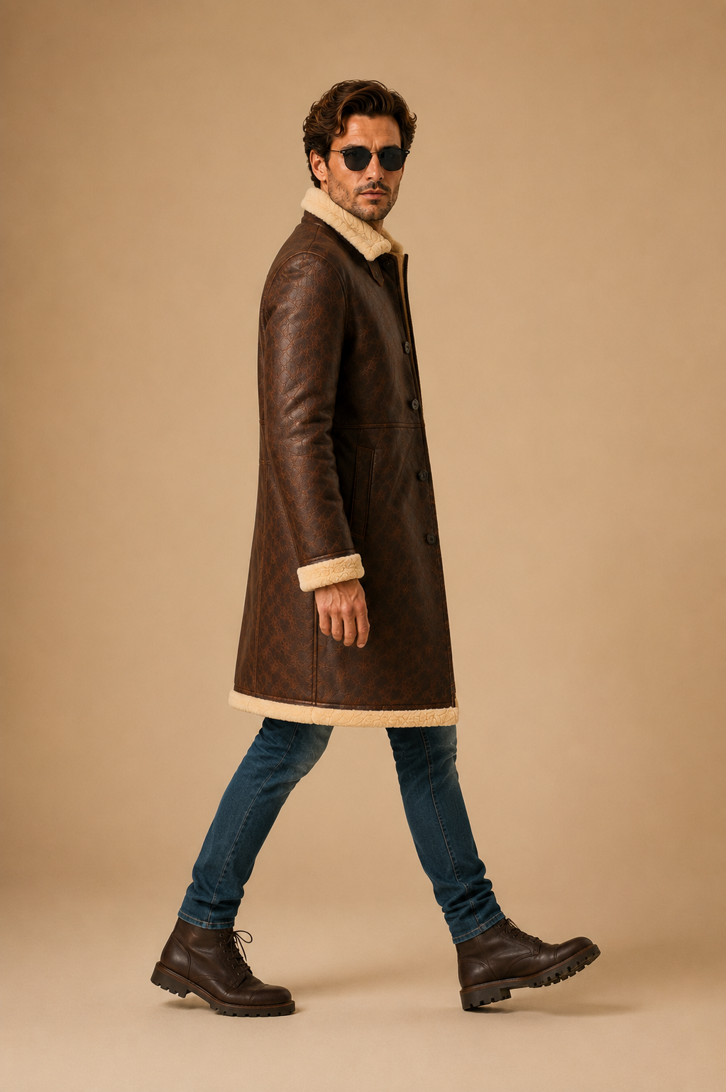 Dane Shearling Coat - Dirty Brown