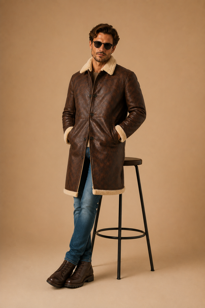 Dane Shearling Coat - Dirty Brown