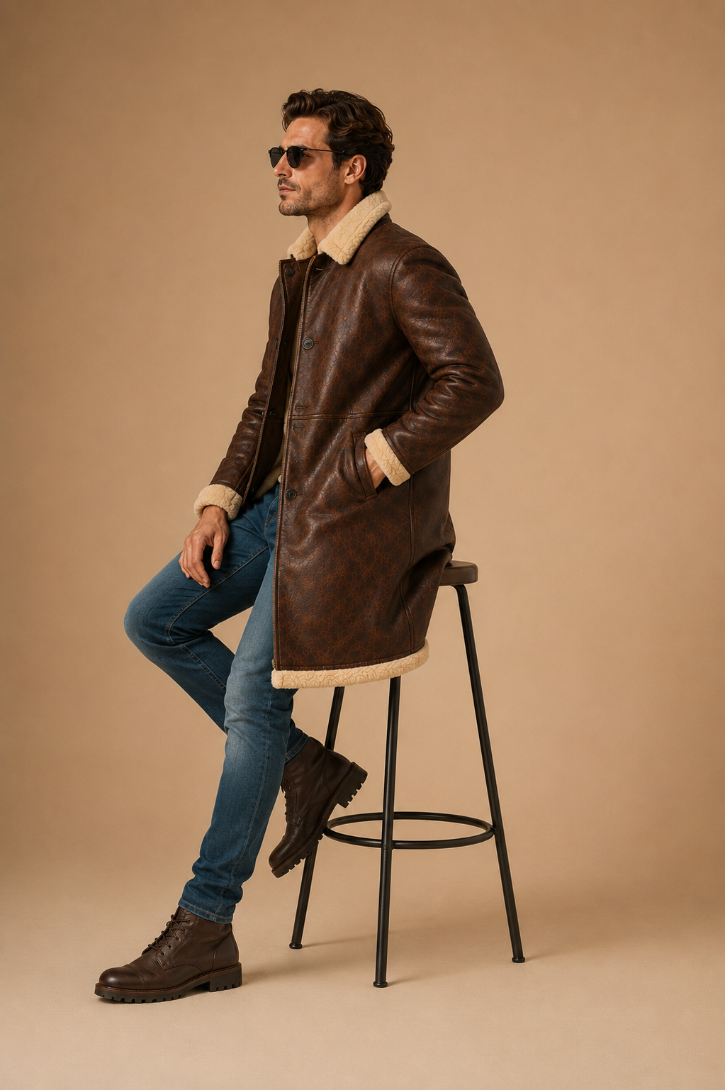 Dane Shearling Coat - Dirty Brown