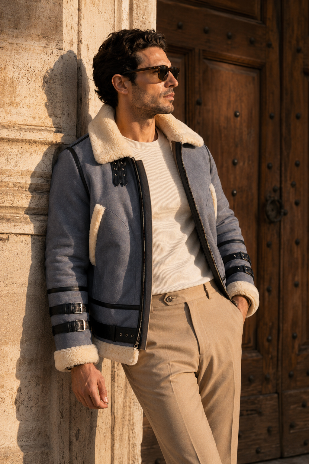 Dawson Shearling Jacket - Dusty Blue