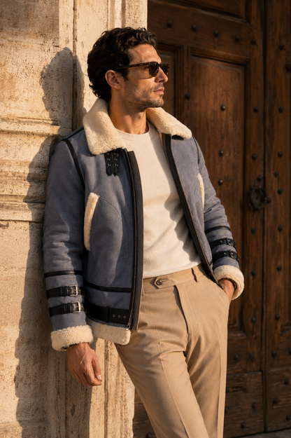 Dawson Shearling Jacket - Dusty Blue