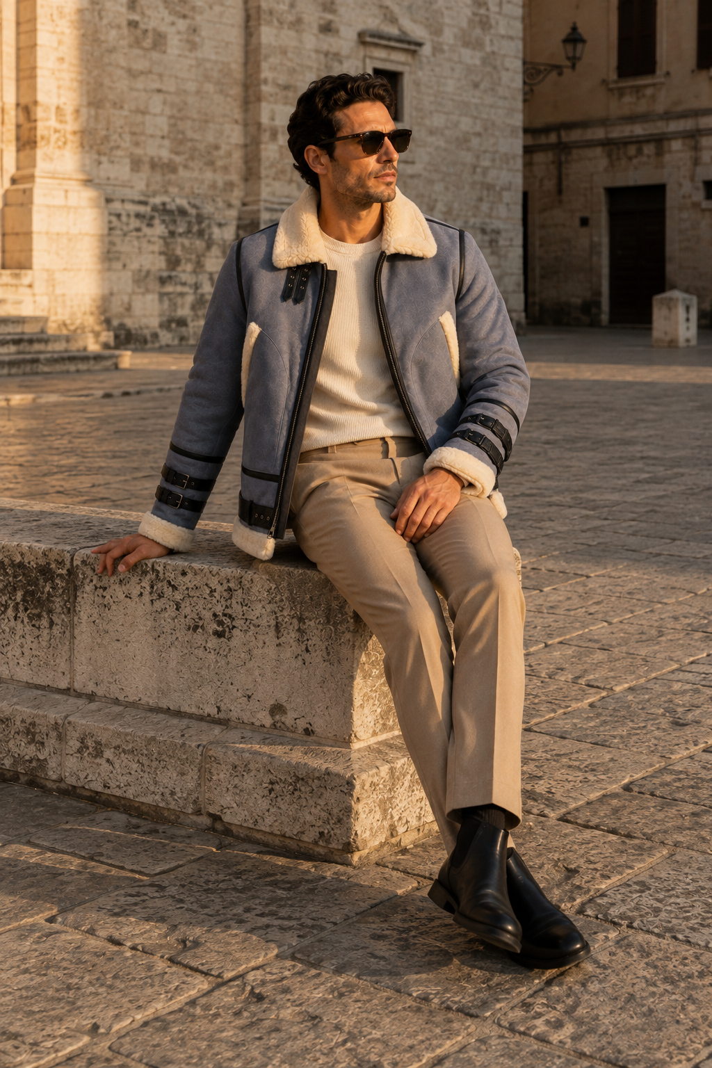Dawson Shearling Jacket - Dusty Blue