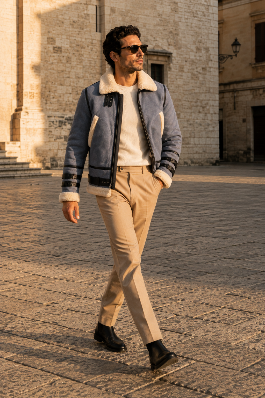 Dawson Shearling Jacket - Dusty Blue