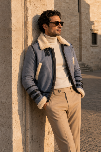 Dawson Shearling Jacket - Dusty Blue
