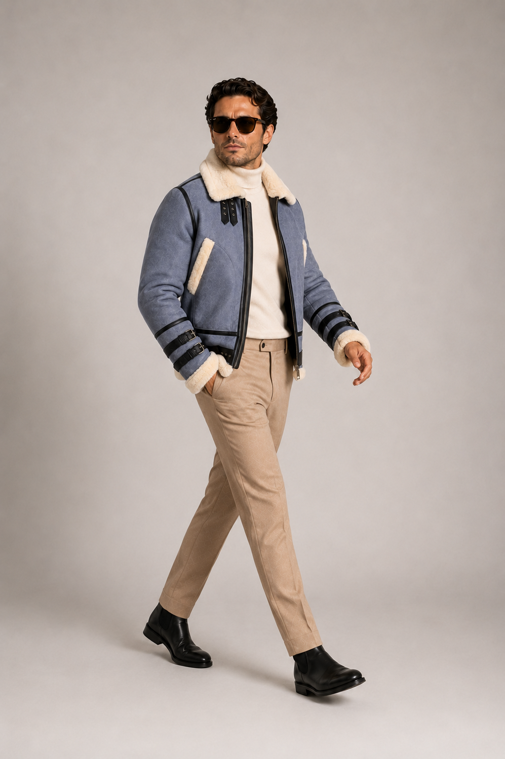 Dawson Shearling Jacket - Dusty Blue
