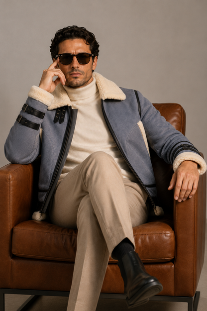 Dawson Shearling Jacket - Dusty Blue