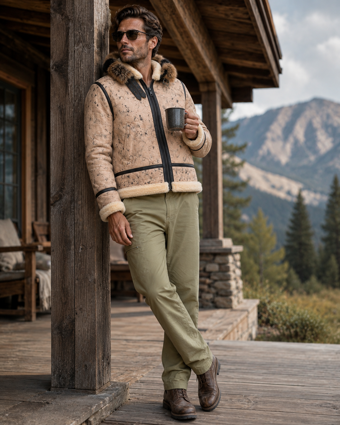 Deacon Shearling Jacket - Stone Beige