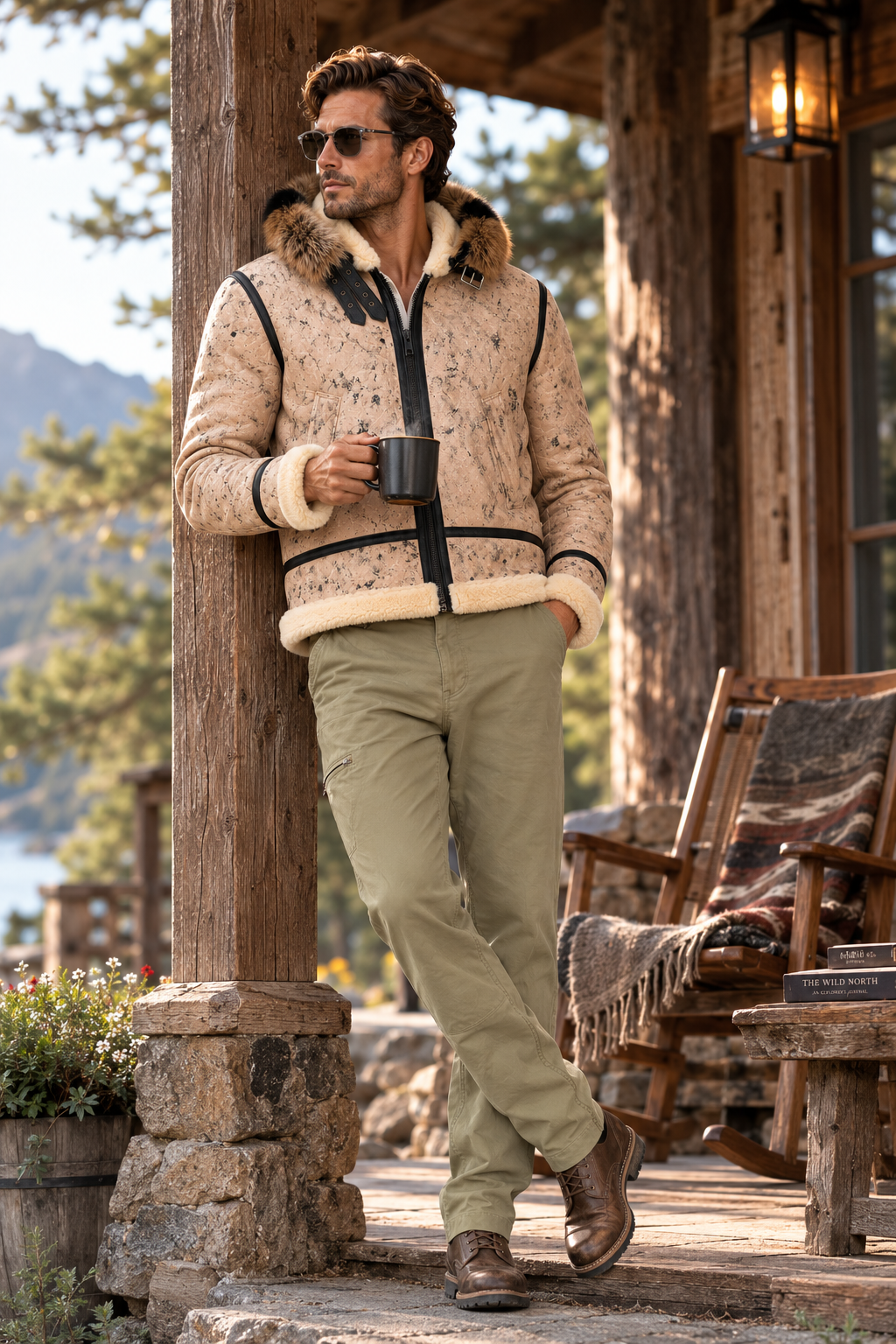 Deacon Shearling Jacket - Stone Beige